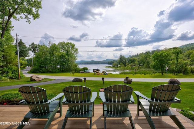 555 Trout Lake Rd, Bolton, NY 12824 - view of patio / terrace with a water view