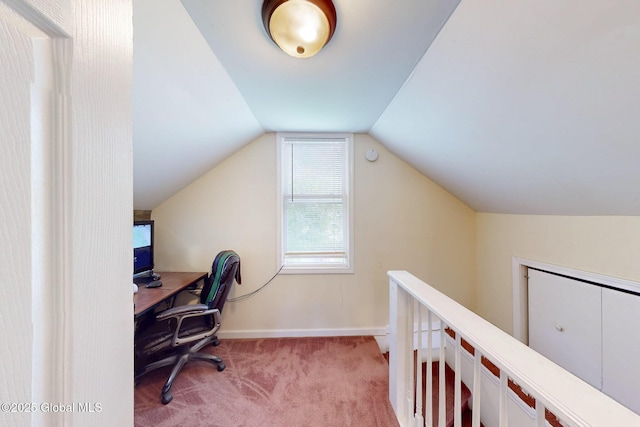 66 Roosevelt Ave, Schenectady, NY 12304 - home office featuring light colored carpet and vaulted ceiling