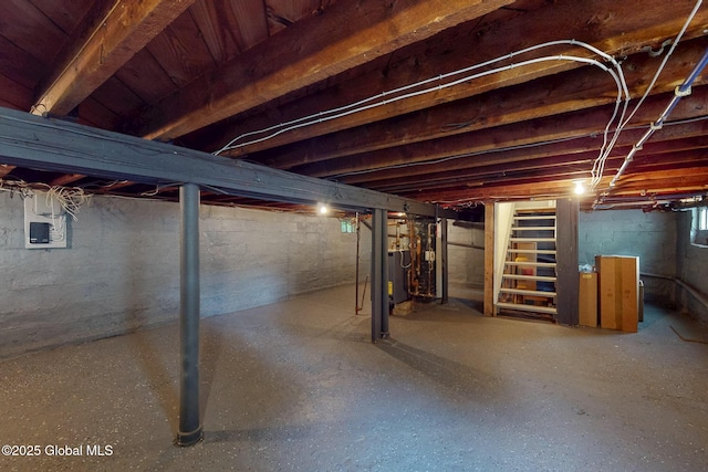 66 Roosevelt Ave, Schenectady, NY 12304 - unfinished basement featuring stairway and electric panel