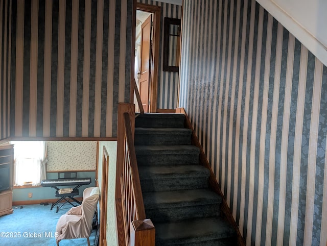 19 High St, Fort Plain, NY 13339 - staircase featuring wallpapered walls