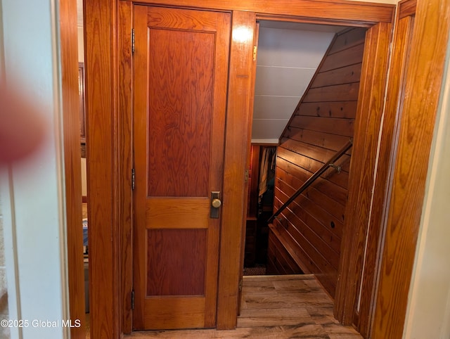 19 High St, Fort Plain, NY 13339 - corridor with wooden walls and lofted ceiling