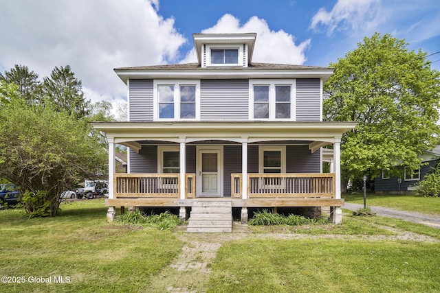11 River St, Stamford, NY 12167 - american foursquare style home featuring a front lawn and a porch