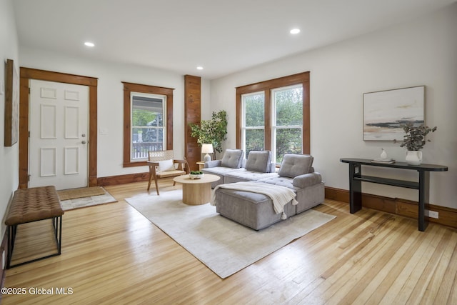 11 River St, Stamford, NY 12167 - living room featuring light wood-style flooring and recessed lighting