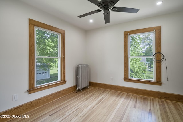 11 River St, Stamford, NY 12167 - spare room with radiator, hardwood / wood-style floors, ceiling fan, and recessed lighting