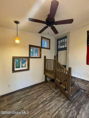17 W St, Fort Plain, NY 13339 - interior space with wood finished floors and a ceiling fan
