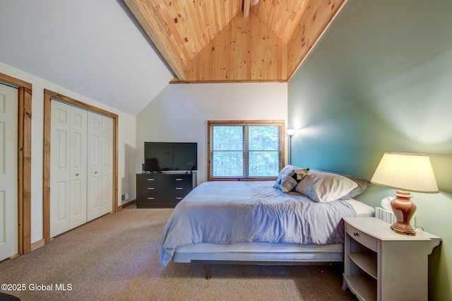 349 Methodist Farm Rd, Sand Lake, NY 12018 - carpeted bedroom with wood ceiling and lofted ceiling