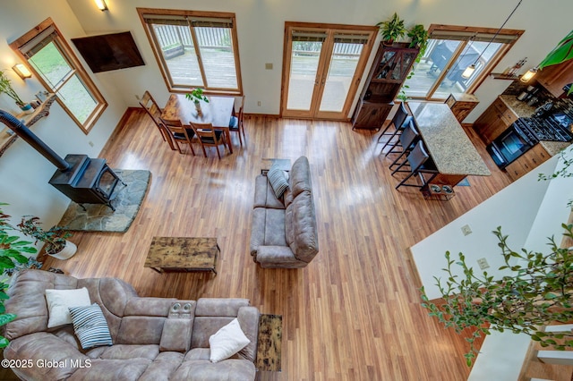 349 Methodist Farm Rd, Sand Lake, NY 12018 - living room featuring wood finished floors and a wood stove