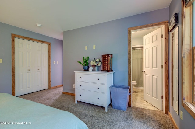 349 Methodist Farm Rd, Sand Lake, NY 12018 - bedroom featuring carpet, a closet, and connected bathroom