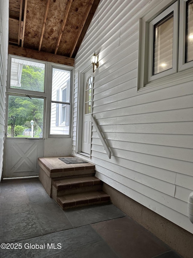 10 Spruce St, Hudson Falls, NY 12839 - staircase featuring vaulted ceiling