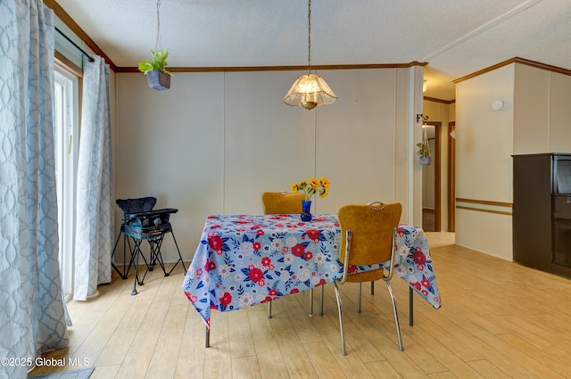 114 Burdick Rd, Johnstown, NY 12078 - dining space featuring crown molding, wood finished floors, and a textured ceiling
