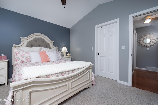 20 Quarry Circle Way, Kingsbury, NY 12839 - carpeted bedroom with lofted ceiling and ceiling fan
