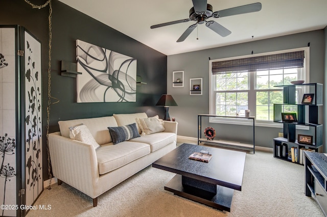 125 Bridgewood Ln, Colonie, NY 12189 - carpeted living area with ceiling fan and baseboards