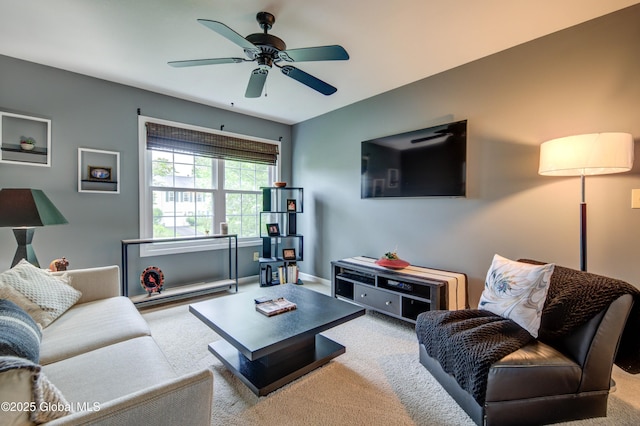 125 Bridgewood Ln, Colonie, NY 12189 - carpeted living room with ceiling fan