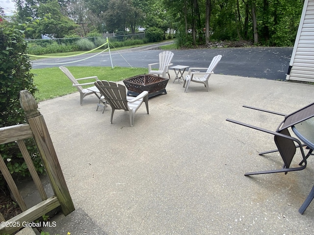 9 Brayton St, Colonie, NY 12205 - view of patio / terrace with an outdoor fire pit and view of scattered trees