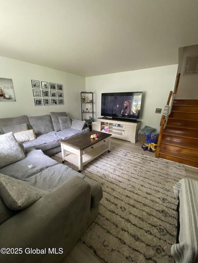 9 Brayton St, Colonie, NY 12205 - living area with stairs and wood finished floors