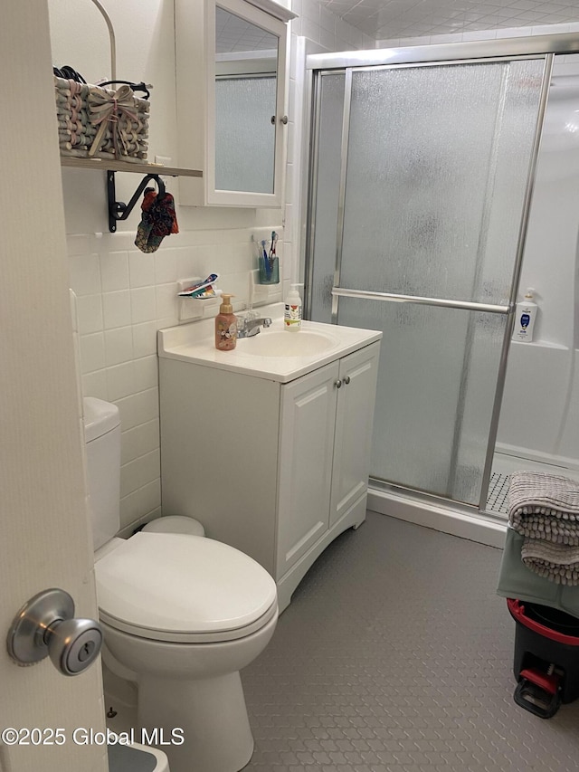 9 Brayton St, Colonie, NY 12205 - bathroom with vanity, a shower stall, and tile patterned floors