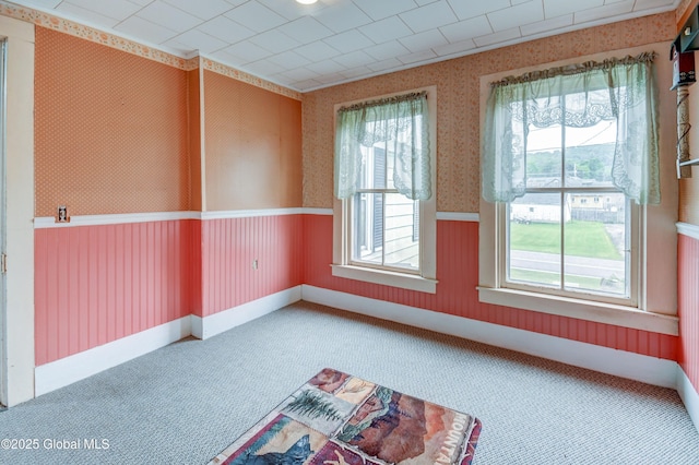 448 State Highway 334, Johnstown, NY 12095 - unfurnished room with wallpapered walls, carpet, and wainscoting