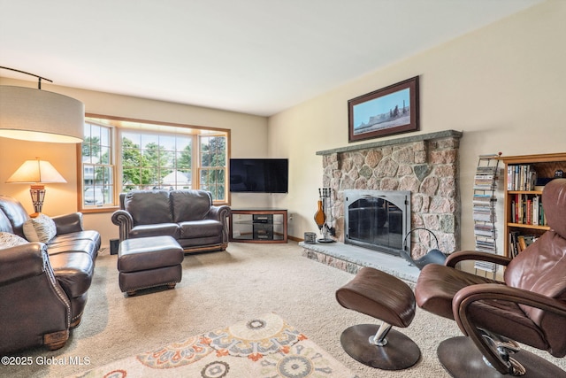 77 Rotterdam Dr, Bethlehem, NY 12077 - carpeted living room featuring a fireplace