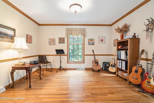 77 Rotterdam Dr, Bethlehem, NY 12077 - office area featuring wood finished floors and crown molding