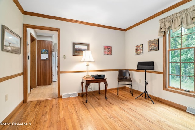 77 Rotterdam Dr, Bethlehem, NY 12077 - home office with wood finished floors and ornamental molding