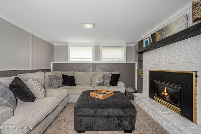 47 Comely Ln, Colonie, NY 12110 - living area with carpet flooring and a fireplace