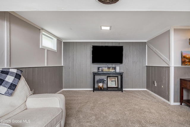 47 Comely Ln, Colonie, NY 12110 - living area with wood walls and carpet flooring
