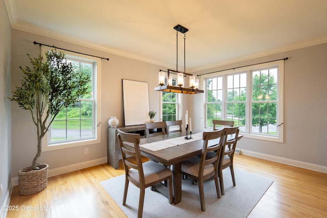 1 Arbor Dr, Guilderland, NY 12159 - dining room with ornamental molding, light wood-style flooring, and a chandelier