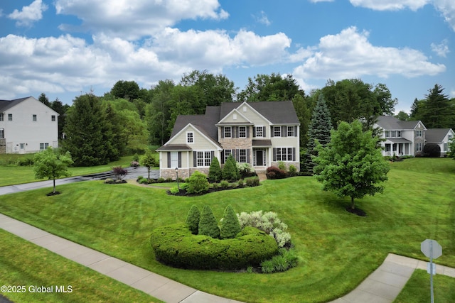 1 Arbor Dr, Guilderland, NY 12159 - view of front of property featuring a front lawn and stone siding