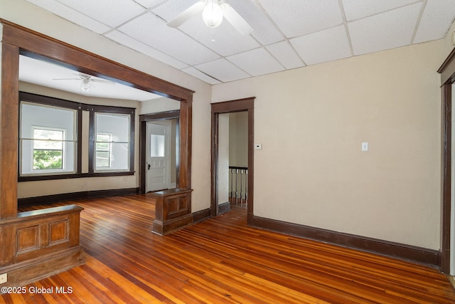 13 Barclay St, Albany, NY 12209 - spare room with a ceiling fan, a drop ceiling, and wood-type flooring