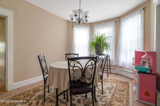 13 Barclay St, Albany, NY 12209 - carpeted dining room featuring a chandelier and a baseboard radiator