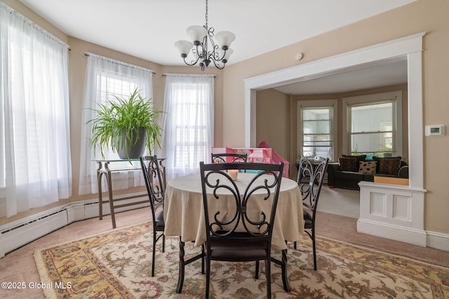 13 Barclay St, Albany, NY 12209 - carpeted dining room featuring a chandelier and baseboard heating