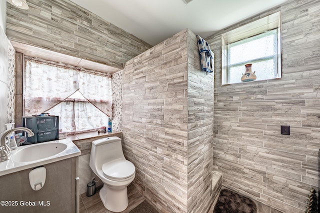 2560 Creek Rd, Esperance, NY 12066 - bathroom featuring tile walls and vanity