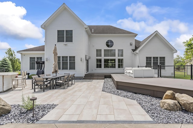 23 Steeple View Dr, Colonie, NY 12211 - rear view of property with a patio, a deck, roof with shingles, and an outdoor hangout area