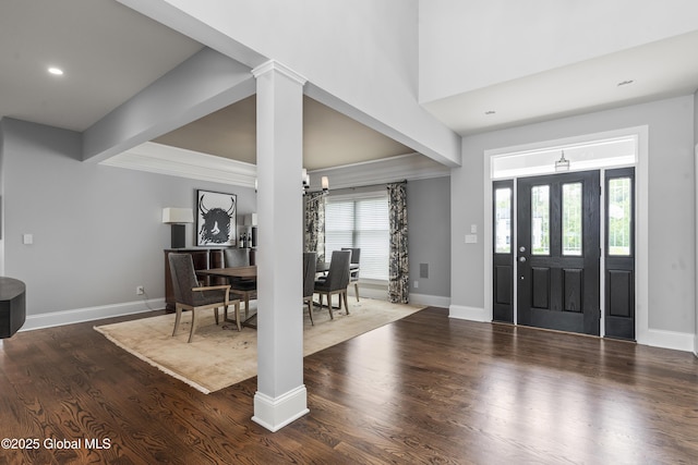 23 Steeple View Dr, Colonie, NY 12211 - foyer with wood finished floors, decorative columns, recessed lighting, and a chandelier