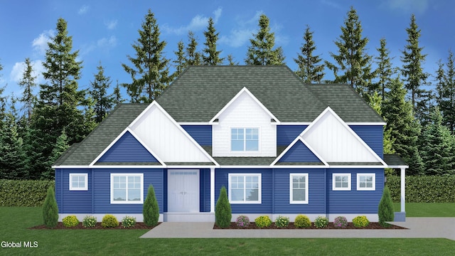 23 Steeple View Dr, Colonie, NY 12211 - view of front of house with a front yard, board and batten siding, and roof with shingles