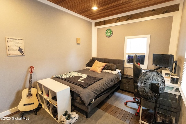 74 Feeder St, Hudson Falls, NY 12839 - bedroom featuring wood ceiling, recessed lighting, cooling unit, and wood finished floors