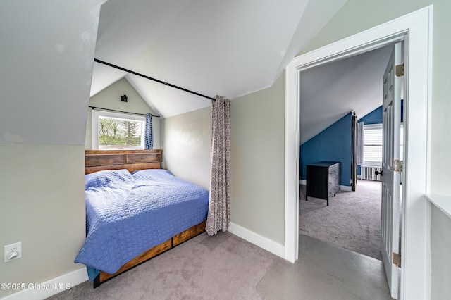 107 Frederick Ave, Colonie, NY 12205 - carpeted bedroom featuring vaulted ceiling, radiator, and multiple windows