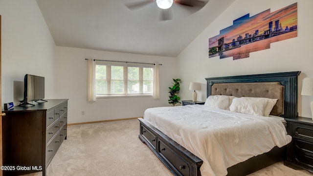 324 Elsmere Ave, Bethlehem, NY 12054 - bedroom featuring lofted ceiling, light carpet, and a ceiling fan
