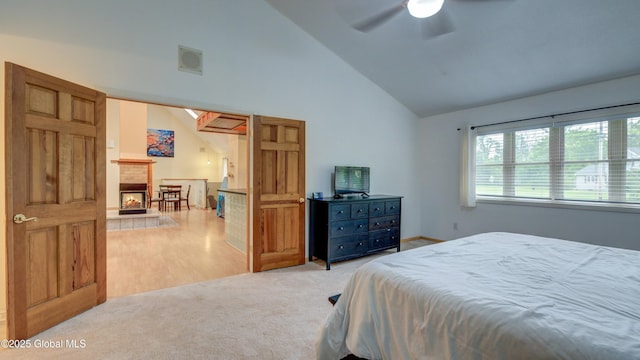 324 Elsmere Ave, Bethlehem, NY 12054 - carpeted bedroom featuring high vaulted ceiling and a ceiling fan