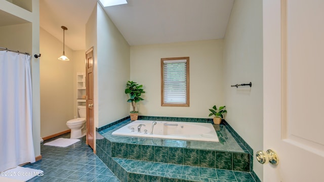 324 Elsmere Ave, Bethlehem, NY 12054 - full bath featuring a bath, vaulted ceiling, and tile patterned flooring
