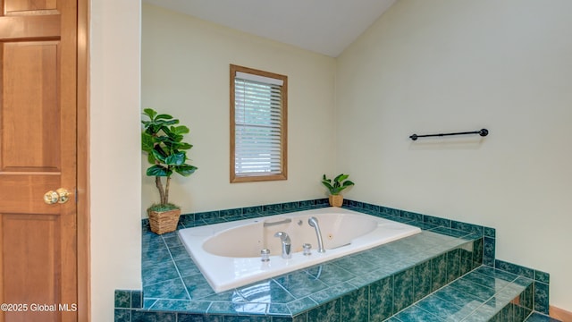 324 Elsmere Ave, Bethlehem, NY 12054 - bathroom with a jetted tub and vaulted ceiling