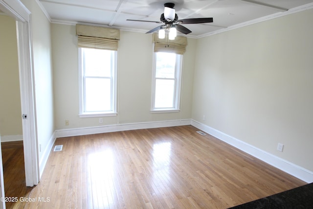 67 Van Dam St, Saratoga Springs, NY 12866 - spare room featuring a ceiling fan, wood finished floors, and ornamental molding