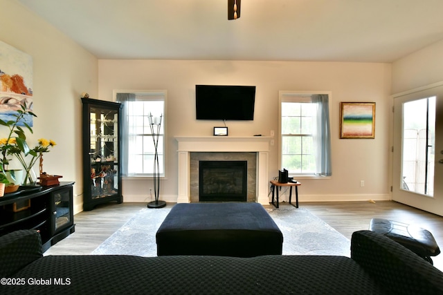16 Anthony Pl, Ballston, NY 12020 - living room featuring healthy amount of natural light, wood finished floors, and a fireplace