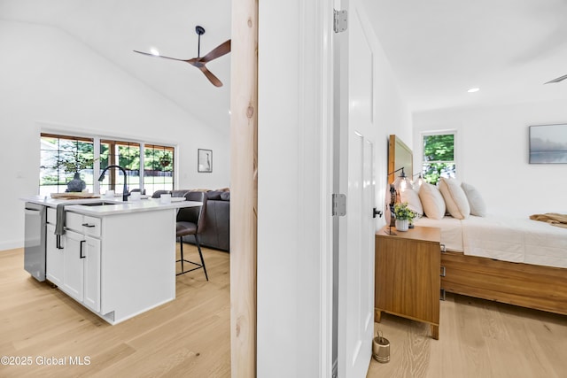 19 Forest Rd, Queensbury, NY 12845 - hallway with light wood-type flooring, recessed lighting, and high vaulted ceiling