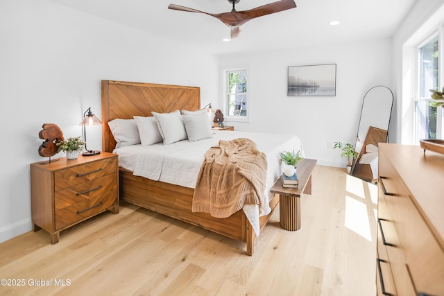 19 Forest Rd, Queensbury, NY 12845 - bedroom featuring light wood-type flooring, recessed lighting, and a ceiling fan