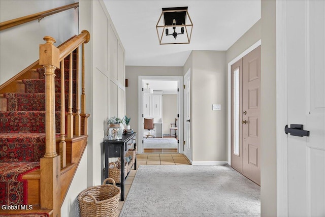 1 Fox Run, Colonie, NY 12110 - entrance foyer featuring stairway and light tile patterned floors