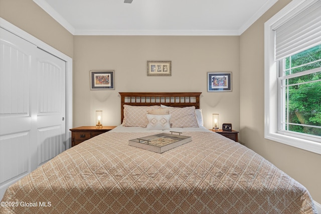 6 Corinne Ct, Saratoga, NY 12866 - bedroom with ornamental molding and a closet