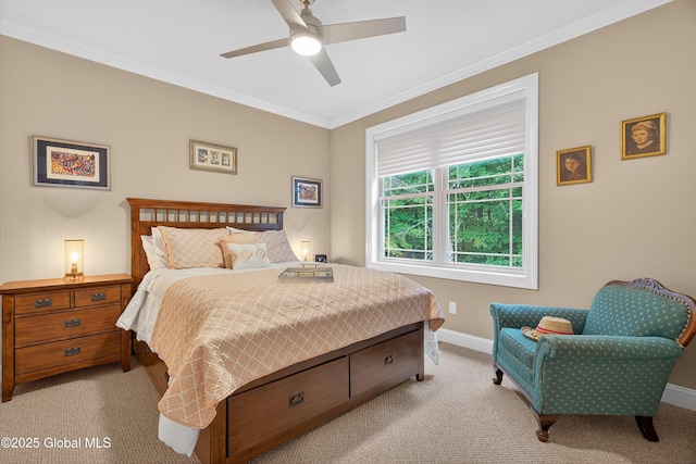 6 Corinne Ct, Saratoga, NY 12866 - bedroom with carpet, ornamental molding, and a ceiling fan