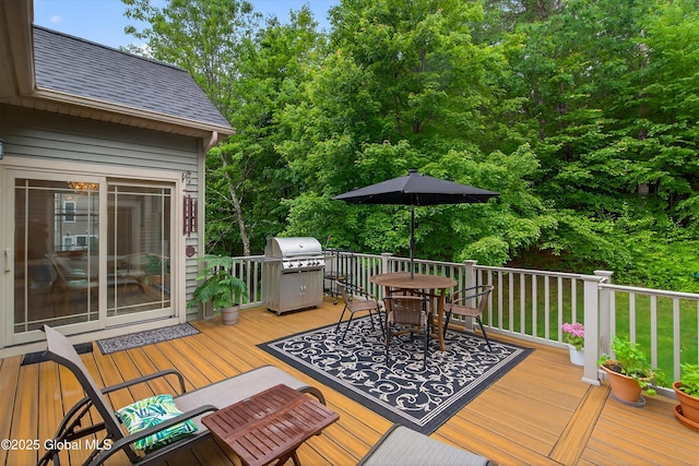 6 Corinne Ct, Saratoga, NY 12866 - wooden deck with outdoor dining space and area for grilling