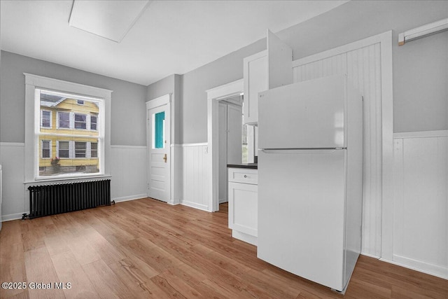 329 E Main St, Amsterdam, NY 12010 - spare room with radiator heating unit, a wainscoted wall, light wood-type flooring, and attic access